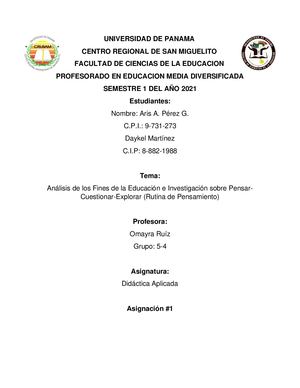 Análisis de Los Fines de la Educación