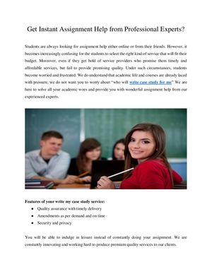 Get Instant Assignment Help From Professional Experts