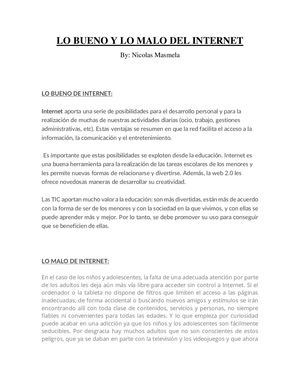 Lo Bueno Y Lo Malo Del Internet