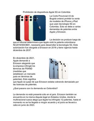 Prohibición de dispositivos Apple 5G en Colombia Prohibición de dispositivos Apple 5G en Colombia