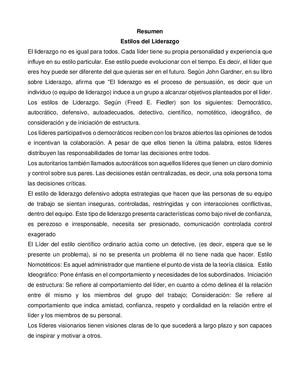 Resumen Modulo 2 Estilos De Liderazgo