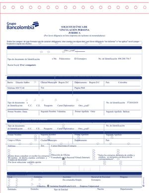 FORMULARIO APERTURA DE CUENTA CORRIENTE BANCOLOMBIA Doc
