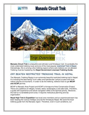 Manaslu Circuit Trek Pdf