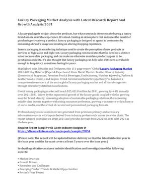 Luxury Packaging Market Size, Trends, Business Opportunities, Strategies-2030
