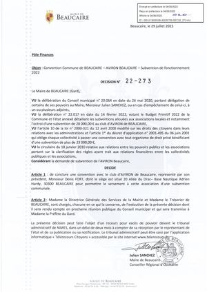 Parution De La Décision (22 273) Du 4 Août 2022