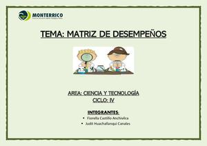 Matriz de desempeños Ciencia y Tecnología
