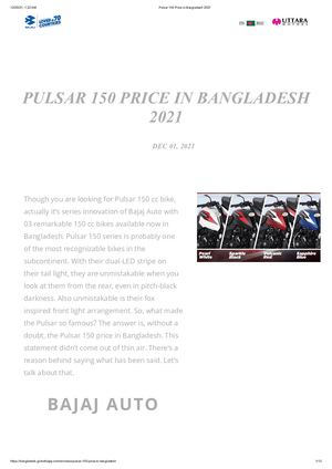 Pulsar 150 Price In Bangladesh 2022