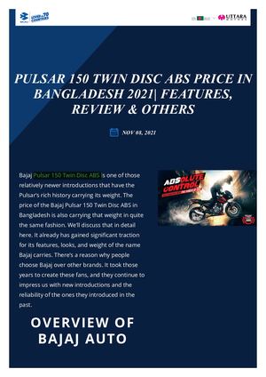Pulsar 150 Twin Disc Abs Price In Bangladesh