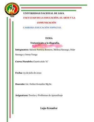 Actividades de Disgrafía