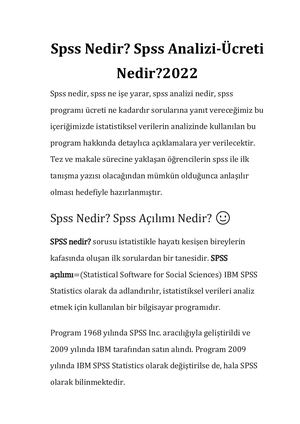 Spss Nedir