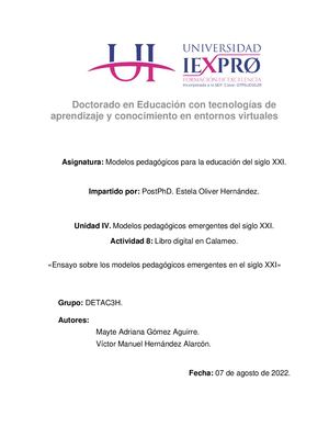 Ensayo sobre los modelos pedagógicos emergentes en el siglo XXI