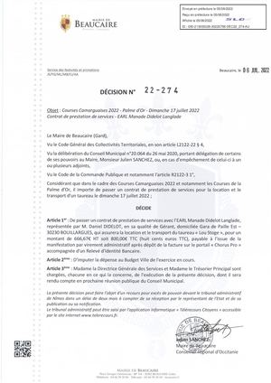 Fichier Parution Des Décisions 22 274 à 22 313 - 05 08 2022