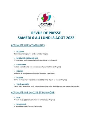 Revue De Presse Du Lundi 8 Août 2022