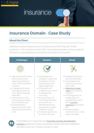 Insurance Domain Case Study Five S Digital