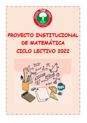 Proyecto Institucional De Matemática 2022