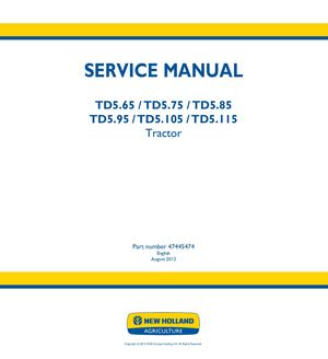 New Holland Td5 65 Td5 75 Td5 85 Td5 95 Td5 105 Td5 115 Tractor Service Manual