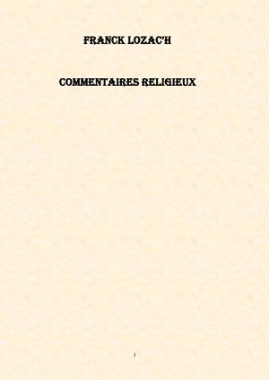 Commentaires Religieux