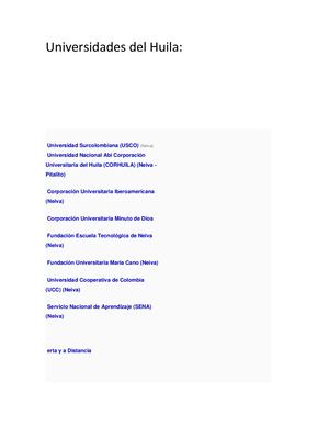 Las Universidades Del Huila Tiene