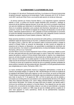 El Guzmancismo Y La Autonomía Del Zulia
