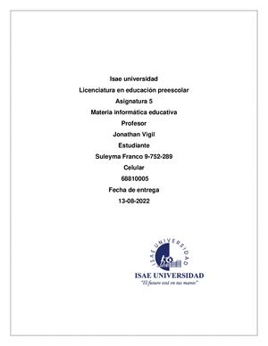 Informatica En La Educacion Preescolar