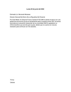 Carta Para El Ifarhu