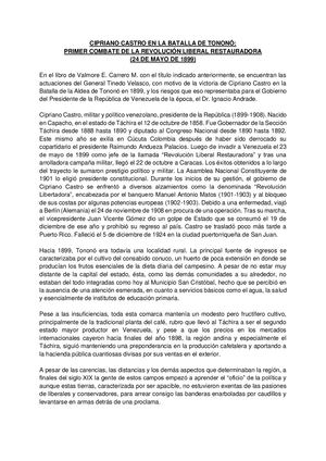 Cipriano Castro En La Batalla De Tononó