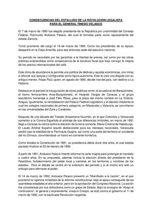 Revolución Legalista Y El General Tinedo Velazco