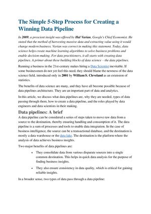 The Simple 5 Step Process For Creating A Winning Data Pipeline