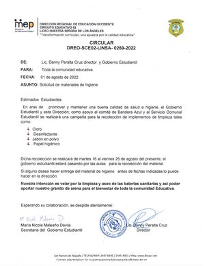 Solicitud De Materiales De Higiene