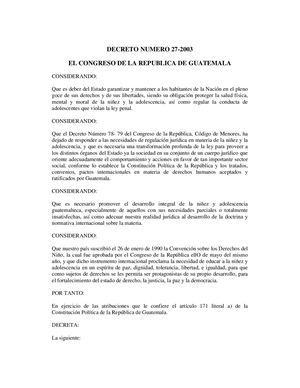 Ley De Proteccion Integral De La Ninez Y Adolescencia Guatemala