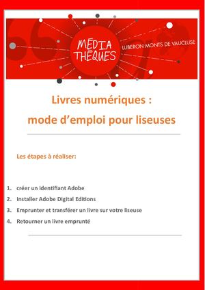 Mode D'emploi Livre Numérique & Liseuses Modifié Pour Ade 3 0