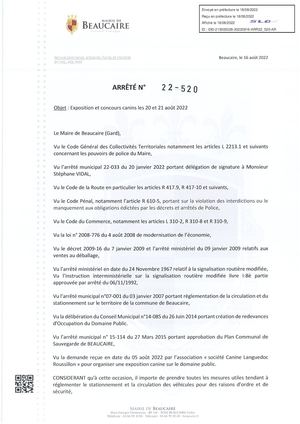 Parution Arretes Du 18 Août 2022