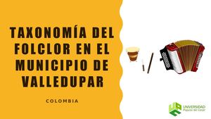 Taxonomia Del Folclor En El Municipio De Valledupar