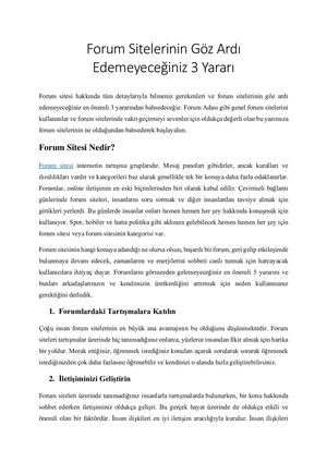 Forum Sitesi Kullananların Bilmesi Gereken 3 Yarar