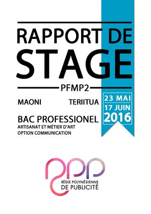Rapport de stage - Régie Polynésienne de Publicité