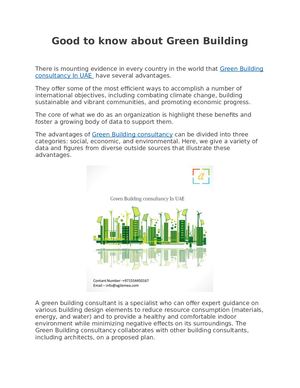 Good To Know About Green Building