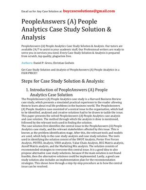 People Answers (A) People Analytics Case Study Solution Analysis