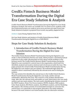 Cred Ex Fintech Business Model Transformation During The Digital Era Case Study Solution Analysis