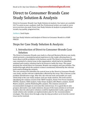 Calaméo - Direct To Consumer Brands Case Study Solution Analysis