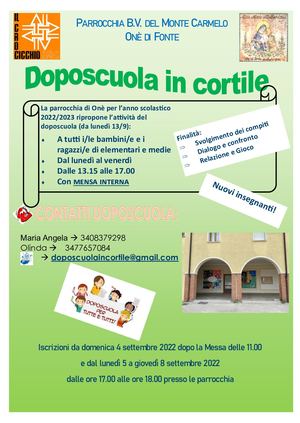 Volantino Doposcuola Onè 2022