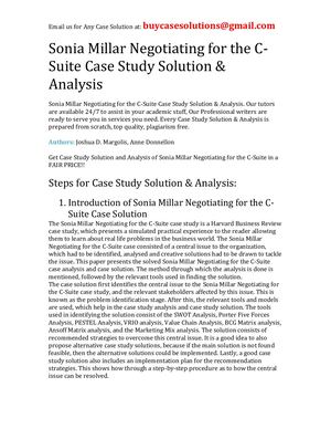 Sonia Millar Negotiating For The C Suite Case Study Solution Analysis