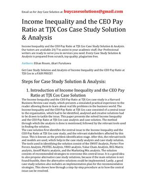 Income Inequality And The Ceo Pay Ratio At Tjx Cos Case Study Solution Analysis