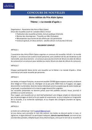 Reglement Nouvelles 2022