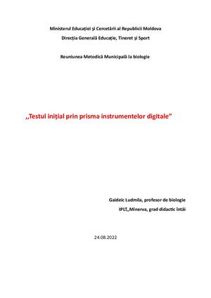 Test Inițial Clasa A 8-A