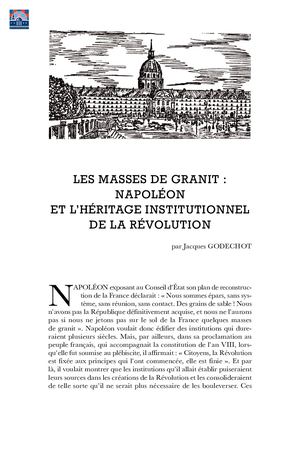 Godechot - Les masses de Granit - Napoléon et l’héritage institutionnel de la Révolution (mai 1969)