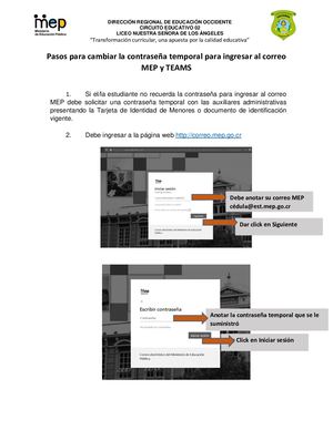 Pasos Para Cambiar La Contraseña Temporal Para Ingresar Al Correo MEP