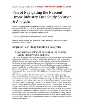 Parrot Navigating The Nascent Drone Industry Case Study Solution Analysis