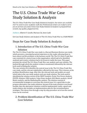 The U S China Trade War Case Study Solution Analysis