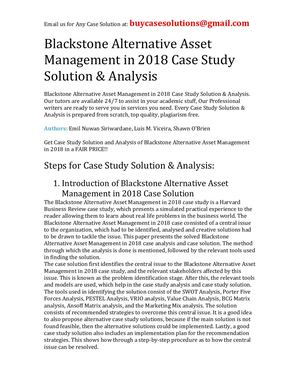 Blackstone Alternative Asset Management In 2018 Case Study Solution Analysis