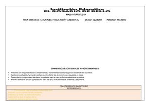 Plan De Area Ciencias Naturales 5°